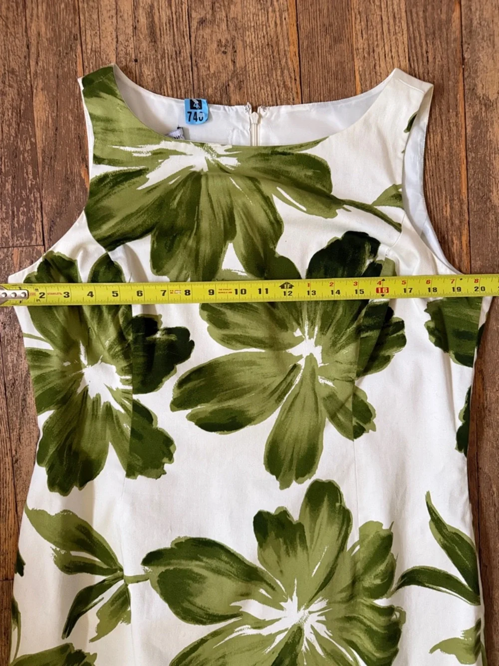 Jones New York White Cotton Dress with Green Floral Print - Picture 8 of 8